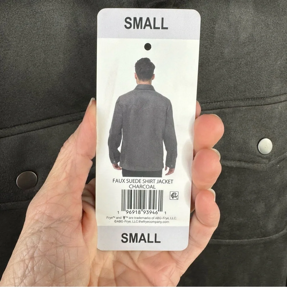 FRYE Snap Shirt Jacket Faux Suede Charcoal in color Men’s Smalll Women Medium - Picture 6 of 11